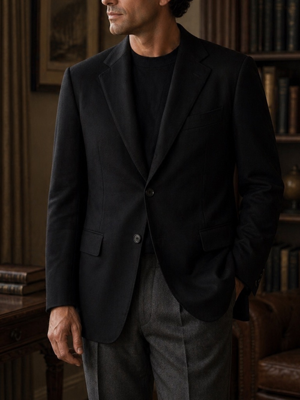 Nordstrom x Loro Piana Black Cashmere Blazer – 48R